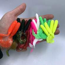 50pcs/Pack Multicolor Shrimp Flavored Soft Bait Worms, 5cm/1.2g Bionic Artificial Soft Lure For Bass, Perch Fishing Bait (Random Color) - Multicolor - View 2
