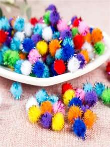 100 bolas de peluche de color dorado glitter y coloridas para decoraciones de bodas y otras fiestas de vacaciones - Multicolor - Ver 9