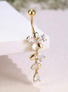 Leocuci Cute Belly Buton Rings Danglling Belly Piercing Flower 14G Stainless Steel Belly Button Ring For Women Body Piercing Jewelry Navel Rings - Water Drop - View 1