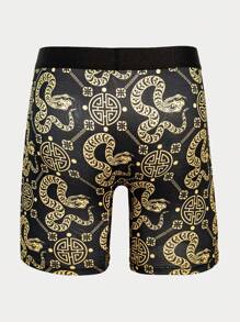 1piece Set Of Men's Elongated Printed Flat Underwear, Long Breathable High Elasticity Printed Underwear, Comfortable Flat Underwear, Sports Shorts, Underwear, Casual Underwear, Underwear, Plus Size Shorts, Underwear