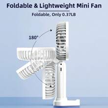 Handheld Fan With 5000 MAh Battery Max 48 Hours Runtime,Pocket Fan Portable Battery Operated Or USB Powered Fan,5 Speeds,Mini USB Portable Foldable Rechargeable Fan, Summer Gift,With Aromatherapy Tablets - 白色 - 查看 2