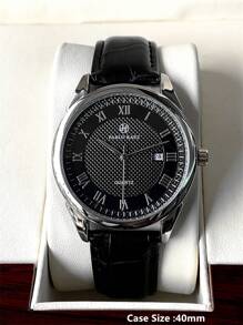 Pablo Raez 1 件男士手表商务腕表，适合男士，不锈钢银色 IPS 表壳，奢华黑色，柔软舒适超细纤维皮革，时尚 40 毫米表盘，罗马刻度，带日期，50 米防水，顶级全新男士石英腕表，运动休闲时钟，馈赠朋友或家人的精美礼物，适合日常生活/工作/派对装饰，正装表，生日礼物 - 黑色 - 查看 7