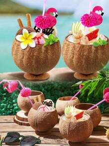 1 pièce Tasse en coquille de noix de coco polie pour la fête hawaïenne, tasse en noix de coco réutilisable pour le dessert, la crème glacée, convenant pour les mariages, les fêtes de graduation, les fêtes d'été près de la piscine