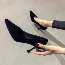 Sharp Pointed Thin Heeled Black High Heels