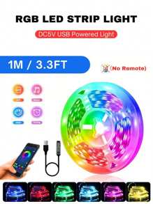 Artículo de decoración del hogar Luz de cadena LED de 10 m / 33 pies con control de aplicación inteligente, para el Día de la Madre, Eid al-Adha, alimentado por USB 5V, tira de luz flexible de LED RGB que cambia de color con sincronización de música, utilizado para iluminación trasera de TV