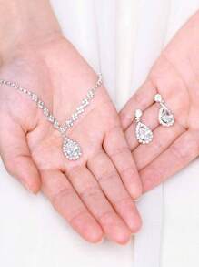 4 件套公主项链套装、皇冠项链套装、水晶花童派对头饰、奢华皇冠项链礼盒、适合节日、庆典、活动的婚礼配饰 - 銀色 - 查看 5