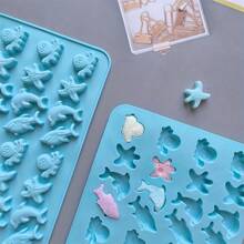 1/3 件创意海洋生物海星和鱼冰块模具，DIY 烘焙饼干和巧克力模具，软糖硅胶模具，DIY 硅胶模具冰块托盘冰块冰块柔软冰块模具冰块模具 - 彩色 - 查看 2