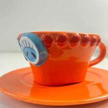 Fire Fist Ace Hat Anime Coffee Cup Set, Straw Hat Crew Cup Set,Featuring , Ace, Sabo & Chopper Creative Fun Mugs Gift Set For Anime Lovers Ceramic Drinkware - 橘色 - 查看 9