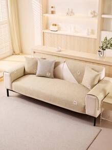 1pc Linen-Like Fabric Sofa Cover, Modern Minimalist Sofa Protector Slipcover, Suitable For Living Room, Bedroom, Office, Fits Armchair, 2/3/4-Seat Sofa And Sectional, All Seasons