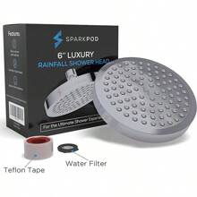 SparkPod Cabezal de regadera -Lluvia de alta presión -Diseño cromo moderno y lujoso -Instalación sencilla sin herramientas -El reemplazo ajustable perfecto para los cabezales de regadera de tu baños - ‎Gris (Carbón) - 6" Round - Ver 5