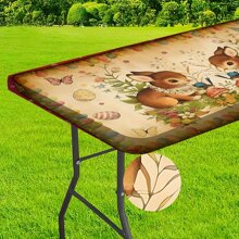 1 peça, toalha de mesa lavável para áreas externas, capa de mesa - poliéster com bordas elásticas - ótima para camping, piqueniques e festas no jardim, cores brilhantes, capa de mesa para áreas externas, acessórios para piquenique, pode ser usada em ambientes internos e externos - Cores misturadas - Ver 16