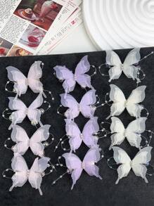 4pcs Women Elegant Butterfly Hair Clips, High-End Decorative Butterfly Hair Claw Clips, Princess Style Hair Accessories Hair Claws Hair Barrettes, School Stuff, Faux Pearl Hair Accessories, Stocking Fillers, Head Accessories - Multicolor - View 8