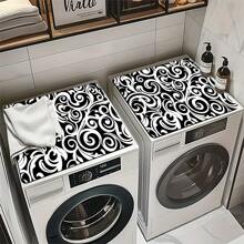 1pc Absorbent Drying Mat, Laundry Room Printed Washing Machine Dust Cover, Countertop Absorbent Tablecloth, Refrigerator Absorbent Quick-Dry Mat, Microwave Oven Dust Cover, Modern Washing Machine & Dryer Top Cover