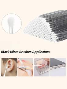 Kit de Extensão de Cílios com Escova Descartável Microswab, Escova de Cílios, Escova de Lábios, Aplicador de Máscara de Cílios, Kit de Beleza com Varetas (Preto) - Beleza e Cuidados Pessoais 100/300/450 peças