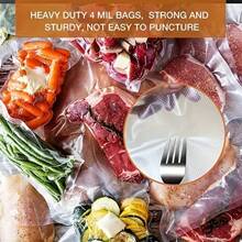 3 件装食品真空密封袋 - 5 米，非常适合厨房和餐厅食品储存。食品储存密封袋、真空储存袋、食品保鲜、冰箱储存、可定制 - 透明色 - 查看 5