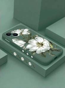 New Solid Color Anti-Drop Phone Case + Jasmine Flower Pattern + Full Phone Case, Compatible With Apple 17/17 Air/17 Pro/17 Pro Max, 15, 15 Pro Max, 12 Pro Max, 13 Pro Max, 14 Pro Max, 13, 14, 11, 12 Pro, 14, XS, XR, 78P, 78GES2, A13 4G, A22, A21S, A51 4G, A52, S22 Ultra, A33 5G, A53, A23, S23 Ultra, S24, A14, A15, S23, A73, Redmi, OPPO Phones - Dark Green - View 2