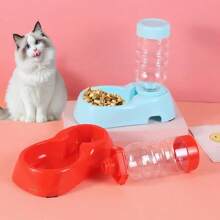 4件套宠物自动饮水和食物碗分配器，PP塑料水碗，猫狗喂食盘套装 - 彩色 - 查看 5