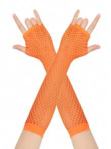 Fingerlose Netzhandschuhe für Mädchen & Kinder, Neonfarben, Größe 8-16 Jahre, geeignet für Partys, Kostümspiele, Cosplay und andere Themenveranstaltungen