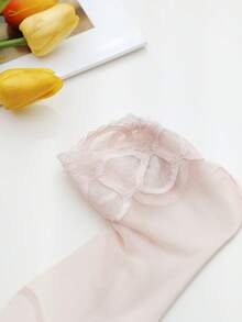 جوارب قصيرة صيفية جديدة للنساء، شبكية دانتيل شفافة بطراز لولتا، رقيقة غير مرئية مانعة الانزلاق، طويلة الكاحل باللون الأسود - متعدد الألوان - مشاهدة 4