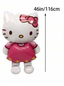 Sanrio 1 pezzo, 116cm Palloncino grande a forma di Kitty tridimensionale in lamina di alluminio per festa di compleanno, decorazioni per feste, forniture per feste a tema Hello Kitty