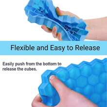 硅胶蜂窝冰格带盖创意可堆叠37格冰盒易脱模冰格冰块模具，夏季冰格和冰桶，夏季厨房配件