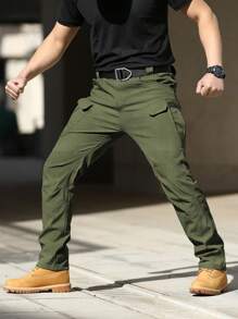 Pantalones tácticos para hombres, de secado rápido, ligeros, para senderismo, actividades al aire libre, entrenamiento, pantalones cargo de temporada primaveral para deportes - Verde militar - Ver 4