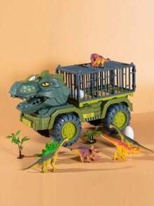 1 Set Dinosaur Transport Engineering Truck, Tyrannosaurus Rex Toy Car, Dinosaur Game Set, Compartment Can Be Stored, Featuring Simulated Dinosaurs ( Random), Dinosaur Eggs, Trees, And Maps - Multicolor - View 9