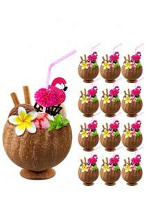 1 pièce Tasse en coquille de noix de coco polie pour la fête hawaïenne, tasse en noix de coco réutilisable pour le dessert, la crème glacée, convenant pour les mariages, les fêtes de graduation, les fêtes d'été près de la piscine