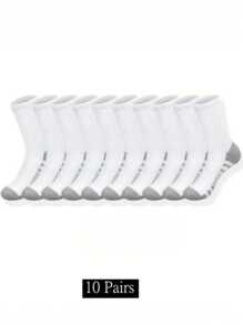 1/6/10/20/30 Pairs Black/White/Grey Solid Color All-Season Breathable Striped Pattern Crew Socks, Suitable For Men, Basketball & Sports - Multicolor - View 6