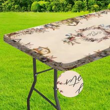 1 peça, toalha de mesa lavável para áreas externas, capa de mesa - poliéster com bordas elásticas - ótima para camping, piqueniques e festas no jardim, cores brilhantes, capa de mesa para áreas externas, acessórios para piquenique, pode ser usada em ambientes internos e externos - Cores misturadas - Ver 12