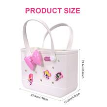 Miniso Túi Tote Lỗ Dễ Thương Powerpuff Girls Series, Có Móc Khóa Nhân Vật Hoạt Hình Có Thể Thay Đổi, Lý Tưởng Cho Các Chuyến Đi Hàng Ngày Và Mua Sắm (1 CÁI) - trắng - Xem 11