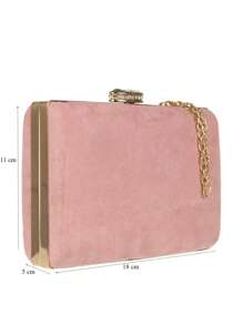 Girly Handbags Womens Faux Suede Hard Case Clutch Bag - Dusty Blue - View 3