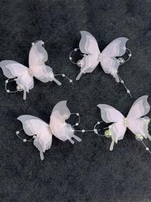 4pcs Women Elegant Butterfly Hair Clips, High-End Decorative Butterfly Hair Claw Clips, Princess Style Hair Accessories Hair Claws Hair Barrettes, School Stuff, Faux Pearl Hair Accessories, Stocking Fillers, Head Accessories - Multicolor - View 12