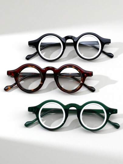 1 副男女通用复古小框双色时尚百搭街头风格透明镜片眼镜