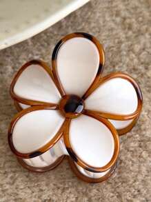 3 件/1 件 2.95 英寸/7.5 厘米黑色、白色、金色花卉塑料发夹，多功能、优雅、简约、纯色发夹，适合日常、休闲、派对、通勤、度假、发型设计、洗脸、化妆、服装搭配发夹发夹发夹发夹、沙滩配饰、爪夹秋冬花朵发饰女士