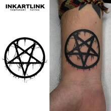 Công nghệ hình xăm tạm thời sáng tạo của INKARTLINK, Hình xăm bán vĩnh viễn, Ngôi sao năm cánh, Ngôi sao năm cánh, Hình xăm chân thực, Hình xăm chân thành, Hình xăm tạm thời, Hình xăm giả, Không thấm nước, Hình xăm chân thực, Hình xăm thiết kế theo phong cách ngách, Hình xăm nước ép, Hình xăm thực vật - màu đen - Xem 2