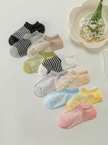 10 Pairs Women Dopamine Print Low Cut Invisible Non-Slip Liner Socks, Breathable Hidden Socks, Suitable For Everyday, Casual, Sports, Gifts, All Seasons - Multicolor - View 10