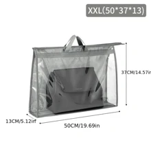 1pc Transparent Large Capacity Portable Storage Bag - High Quality Dust-Proof Hanging Bag, Saves Closet Space, Convenient For Storage And Organization, Each Bag Is Easy To Carry, Minimalist Transparent Handheld Storage Bag, Dust-Proof And Moisture-Proof Storage Bag, Multi-Functional Wardrobe Bag - Grey - View 10
