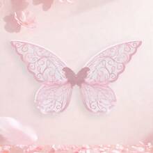 Fairy Wings For Girls Glitter Holographic Butterfly Wings Cosplay Props For Birthday Theme Party Prom - 粉色 - 查看 4