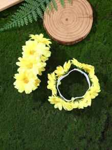 2pcs/8pcs Daisy Flower Hair Scrunchies Set, Suitable For Daily Decoration - Multicolor - View 4