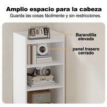 Estantería alta y estrecha, mueble alto y estrecho de 6 niveles, estantería angosta blanco, estantería alta y estrecha independiente para espacios pequeños - Blanco cálido - Ver 10