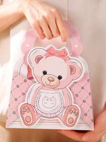 1/5 件 - 婴儿沐浴生日礼物袋，适合男孩和女孩，配有纸巾和卡片气球熊图案，带手柄 - 彩色 - 查看 5