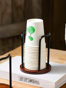 1 pieza Soporte de madera para vasos desechables de papel para uso doméstico