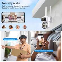 1pc Cámara WiFi 8MP doble lente videovigilancia IP cámara doméstica al aire libre ai detección humana seguimiento automático visión nocturna cámara impermeable al aire libre - Blanco - Ver 7