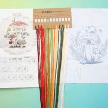 1 PC English Embroidery DIY Kit Bright Mushroom Hand Embroidery Material Package + 20cm Embroidery Bandage - Multicolor - View 11