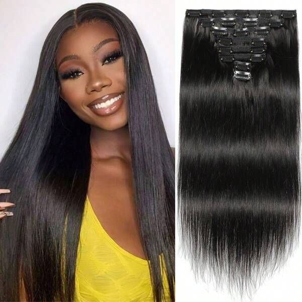 Extensions de cheveux raides à clipser, cheveux humains épais et naturels, tête complète, 25 à 66 cm, cheveux brésiliens Remy, pour femmes, livraison en 5 jours, 120 g/lot
