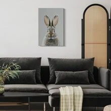 1pc Framed Canvas Poster, Bunny Animal Wildlife Wall Art Canvas Paintings, Ideal Gift For Bedroom Living Room Corridor, Wall Art, Room Decoration