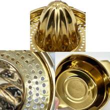 MiLaiWP 1pc Golden Stainless Steel Manual Juicer, Handheld Fruit Lemon Orange Squeezer Press, Compact Portable Design