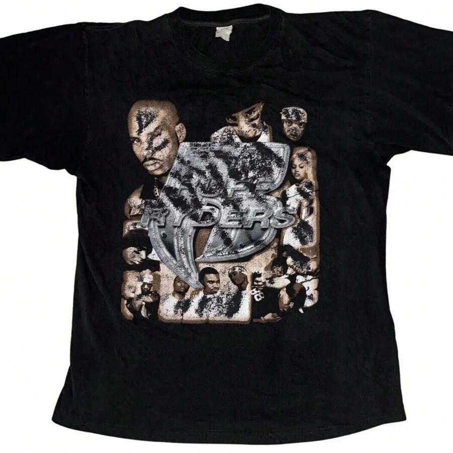 Camiseta de rap vintage de los 90 Ruff Ryders DMX Sch de doble cara, talla XL para hombre - Negro - Ver 1