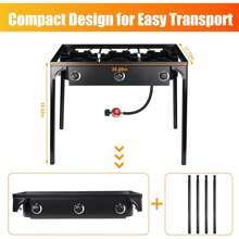 Outdoor Stove 3 Burners High Pressure Propane Gas Camp Stove With Detachable Legs, Perfect For Camping Patio, 225,000-BTU - 黑色 - 查看 5